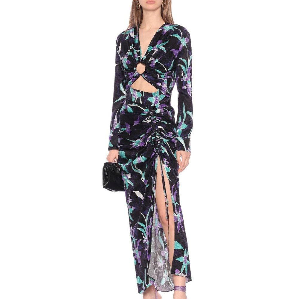 MATÉRIEL Floral Print Cut out Long Dress